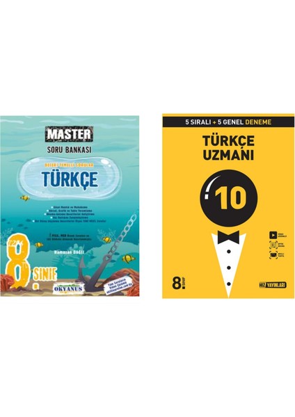 Okyanus Yayınları 8.sınıf Türkçe Soru Bankası ve Hız Yayınları 8.sınıf Türkçe Uzmanı 10 Lu Deneme