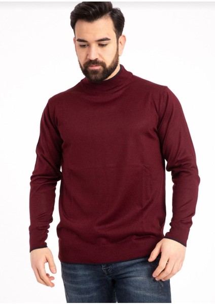 Erkek Bordo Ince Yarım Boğazlı Triko Kazak fiyatları