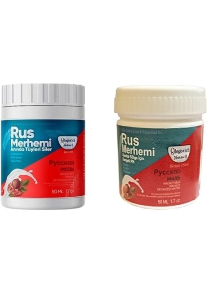 Olegovich Medicine Genital Bölge Merhemi 50 ml ve Tüy Dökücü Azaltıcı Merhem 50 ml Set modelleri