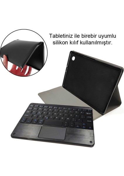 Samsung Galaxy Tab A 8.0 2019 T290 T295 Bluetooth Touchpad Klavye + Standlı Kılıf - Bkk5
