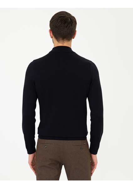 Erkek Lacivert Slim Fit Yarım Balıkçı Yaka Triko Kazak 50248534-VR033 fırsatları