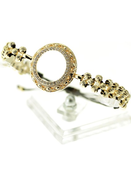 Zirkon Taşlı Çeyrekli Makrome Bileklik