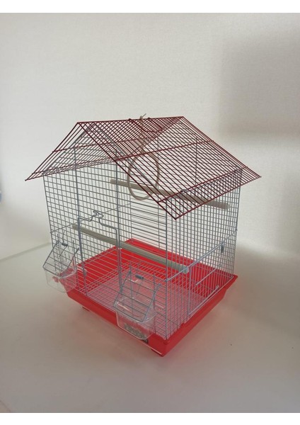Muhabbet ve Kanarya İçin Renkli Kuş Kafesi Kırmızı 34.5 x 28 x 45.5 cm fiyatları