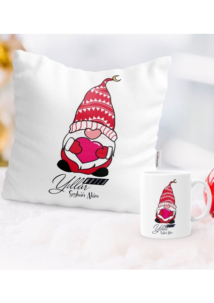Kişiye Özel Mutlu Yıllar Tasarımlı Yastık Kupa Seti - 13