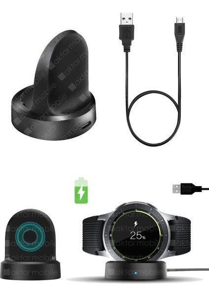Samsung Galaxy Watch Şarj Aleti Manyetik Şarj Cihazı ve Kablosu - Şarj Kiti