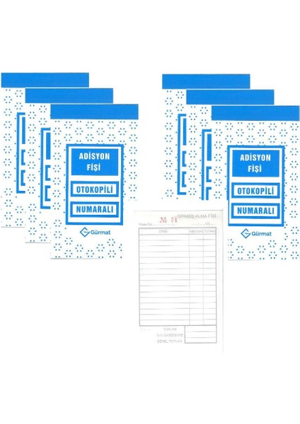 Adisyon Fişi Otokopili Çift Nüsha 8X14 6 Adet Gürmat Otokopili Numaralı Adisyon