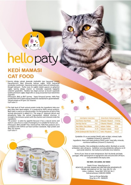 Tavuk Etli Yaş Konserve Kedi Maması 24 Adet- 415 gr