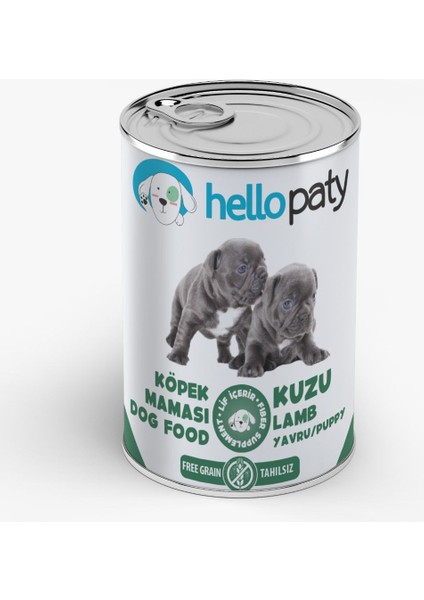 Hello Paty Yavru Kuzu Etli  Yaş Konserve Köpek Maması 24 Adet- 415 gr