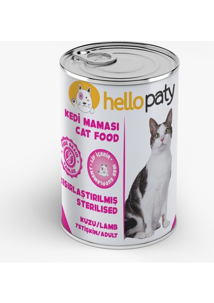 Kuzu Etli Kısırlaştırılmış Yaş Konserve Kedi Maması 24 Adet- 415 gr