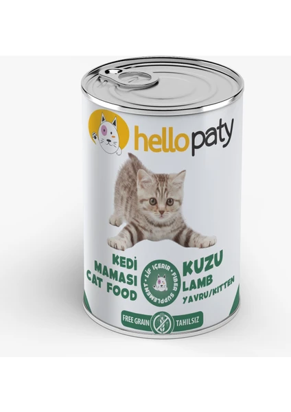 Hello Paty  Kuzu Etli Yaş Konserve Yavru Kedi Maması 24 Adet- 415 gr