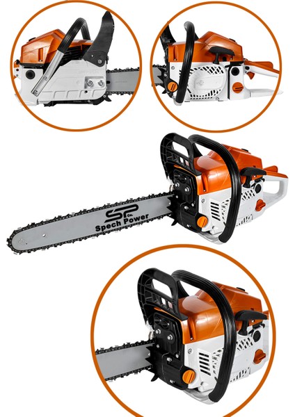 Amerikan Dh-98 Çift Egzozlu 7,9 Hp 58 cc Magnezyum Karter Turbo Benzinli Odun Kesim Bıçkı Hızar Ağaç Motoru
