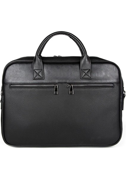 Unisex 15.6'' Deri Evrak ve Laptop Çantası Siyah