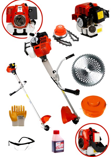Amerikan GTR59 Magnezyum Karter 7.9 Hp Yan Tipi Ot Çalı Tırpanı Benzinli Çim Biçme Makinesi