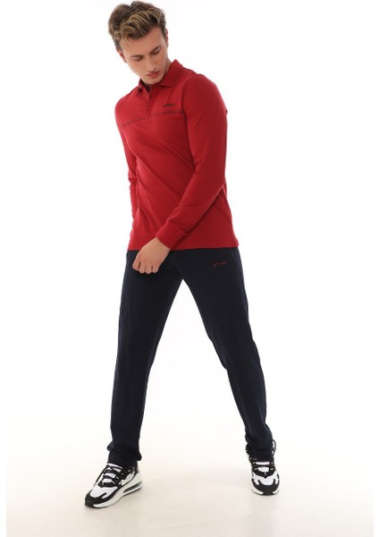 Erkek Kırmızı Polo Yakalı Uzun Kollu T-Shirt Eşofman Itakım modelleri