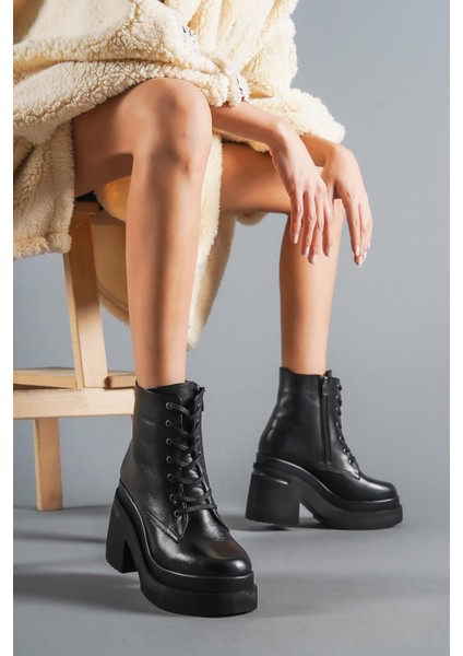 Hakiki Deri Siyah Kadın Deri Bot Trc-216510
