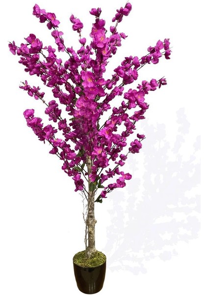 Yapay Ağaç Bahardalı Ağacı Mor Japon Kiraz Çiçeği Sakura Çiçeği 127X70CM Siyah Plastik Saksılı