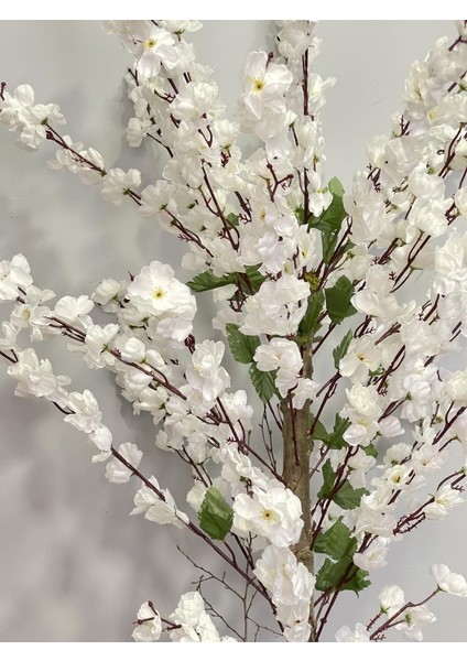 Yapay Ağaç Bahardalı Ağacı Beyaz Japon Kiraz Çiçeği Sakura Çiçeği 127X70CM Siyah Plastik Saksılı fiyatları