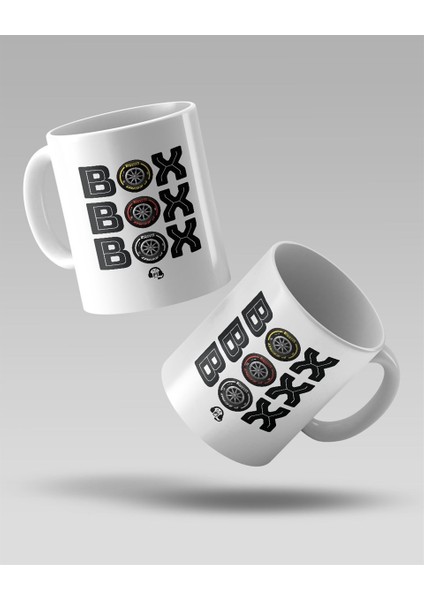 Box Box Box Formula 1 Temalı Baskılı Beyaz Kahve Kupa Bardak fiyatları