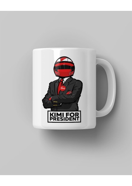 Kimi Raikkonen For President Baskılı Beyaz Kahve Kupa Bardak