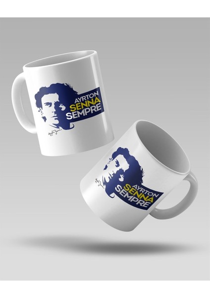 Ayrton Senna Sempre Baskılı Beyaz Kahve Kupa Bardak fiyatları