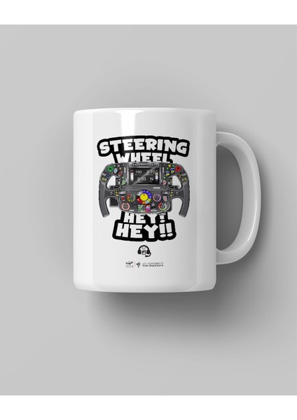 Kimi Raikkonen Steering Wheel Baskılı Beyaz Kahve Kupa Bardak