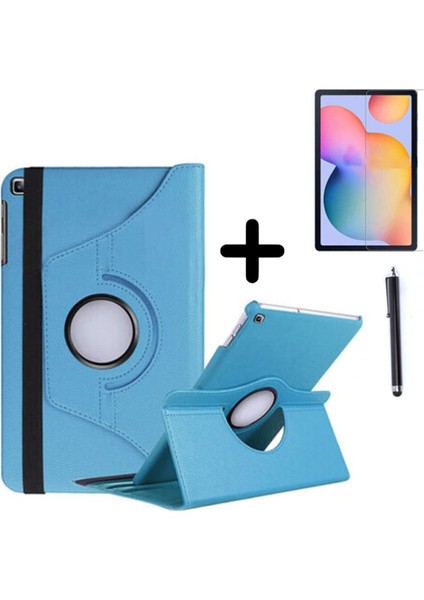 Samsung Galaxy Tab A7 Lite SM-T220 Dönebilen Tablet Kılıfı + Ekran Koruyucu + Kalem Seti - Mav