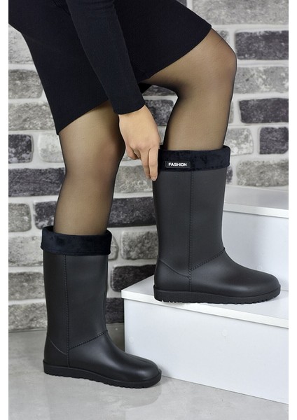 Termal Kürklü Kışlık Kadın Yağmur Çizme Bot