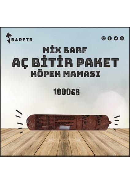 Mix Barf 13 kg Aç Bitir Köpek Maması (13 Paket - 1000 Gr)