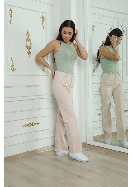 Bayan Bol Paça Kot Pantolon 41214 modelleri
