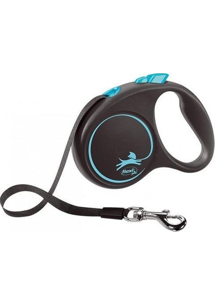 Black Design Şerit Otomatik Köpek Gezdirme Tasması 5 mt Small Mavi