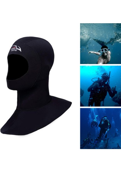 Dalış Wetsuit Hood Yetişkinler Sörf Termal Şapka Dalış Dişli Siyah M