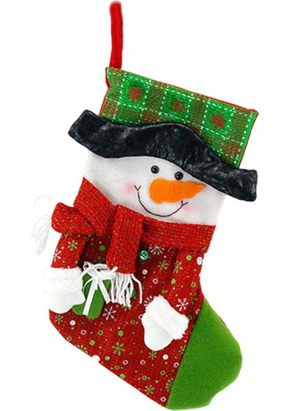 1 Adet Klasik Peluş Noel Çorap Aile Asılı Tatil Ev Dekor Kardan Adam