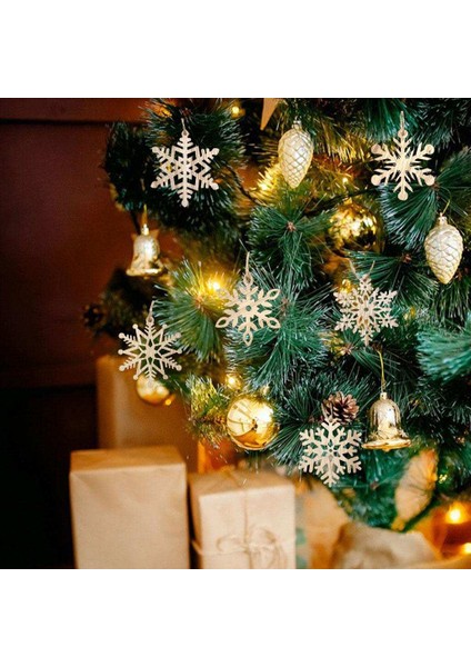 Ahşap Kar Tanesi Kolye Dıy Vintage Noel Ağacı Dekor Için Parti Ev Retro Renk fiyatları