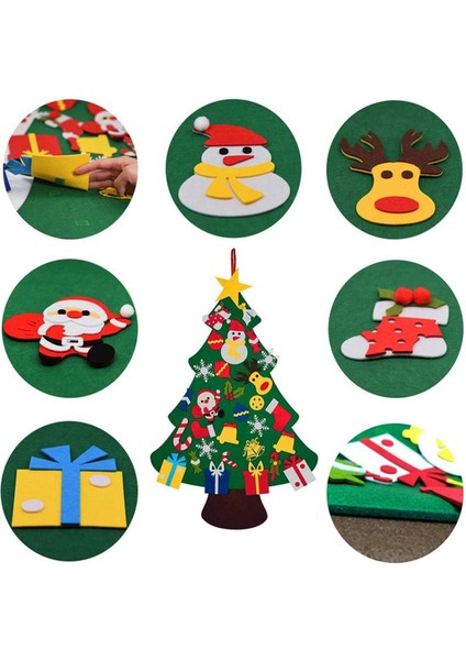 Keçe Noel Ağacı Zanaat Kapı Partisi Yürümeye Başlayanlar Için Ayrılabilir Süsler ile 33 ADET35X26 Inç Hissettim