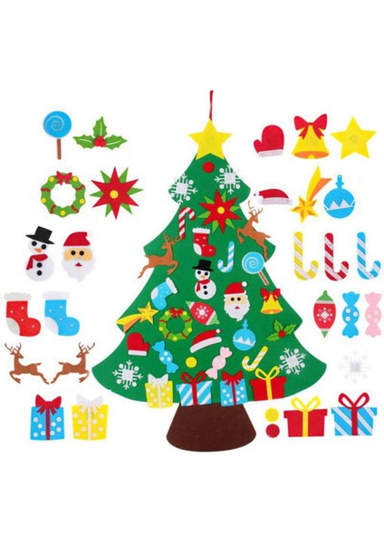 Keçe Noel Ağacı Zanaat Kapı Partisi Yürümeye Başlayanlar Için Ayrılabilir Süsler ile 33 ADET35X26 Inç Hissettim fiyatları