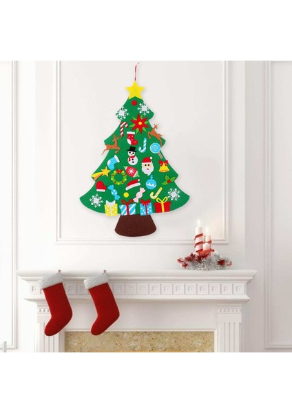 Keçe Noel Ağacı Zanaat Kapı Partisi Yürümeye Başlayanlar Için Ayrılabilir Süsler ile 33 ADET35X26 Inç Hissettim fırsatları