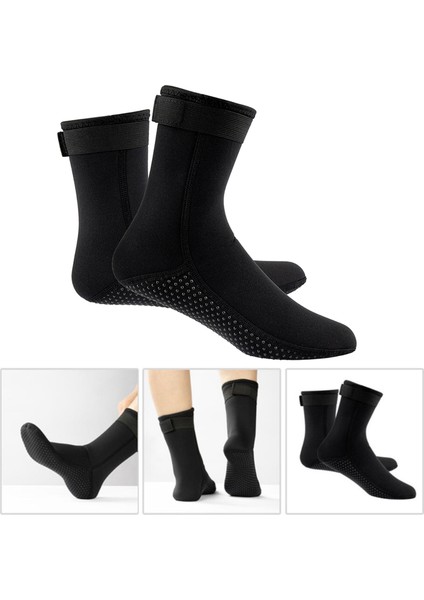 Erkekler Kadınlar Neopren Dalış Scuba Wetsuit Çizmeler 3mm Sörf Şnorkel Çorap Çorap Siyah Xs fırsatları