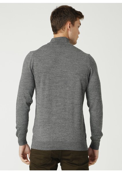 Yarım Balıkçı Yaka Düz Gri Melanj Kazak fiyatları