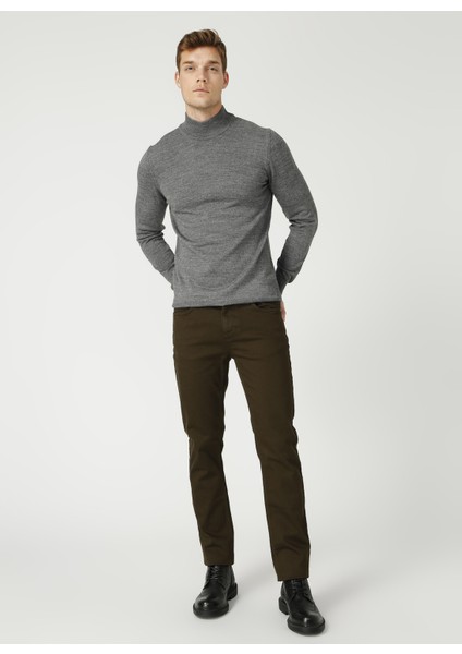 Yarım Balıkçı Yaka Düz Gri Melanj Kazak fırsatları