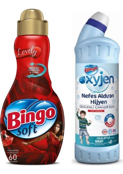 Soft Konsantre Yumuşatıcı 1440 ml Lovely + Bingo Oksijen Çamaşır Suyu 750 Okaliptus