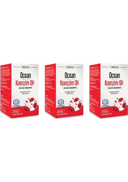 Ocean Koenzim Qh 100 Mg 30 Kapsül 3'lü Paket fiyatları