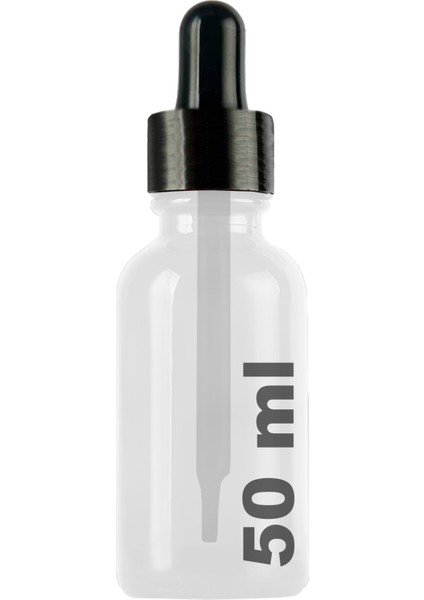 50 cc Şeffaf Damlalık Metal Siyah Sızdırmaz Kapaklı 50 ml Dropper Cam Serum Şişesi 1 Adet