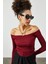 Bordo Yanı Büzgü Detaylı Kayık Yaka Kaşkorse Bluz 2KXK2-45816-05 3