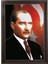 Çerçeveli Türk Bayrağı Fonlu Atatürk Portresi (Ceviz) 1