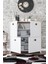 4 Kapaklı 4 Raflı Modern Dekoratif Dolap- Beyaz Meşe 2