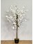 Yapay Ağaç Bahardalı Ağacı Beyaz Japon Kiraz Çiçeği Sakura Çiçeği 127X70CM Siyah Plastik Saksılı 1