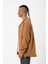 Oversize Bürümcük Çizgili Çift Cepli Camel Gömlek 4