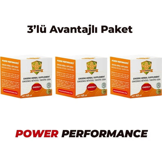 Power Performance Performanss Arttırıcı Enerji Veren Takviye Gıda Bal Macun 45gr* 3 kutu
