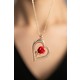 Elika Silver Kadın Kırmızı Gül Detaylı Kalp Model Kolye