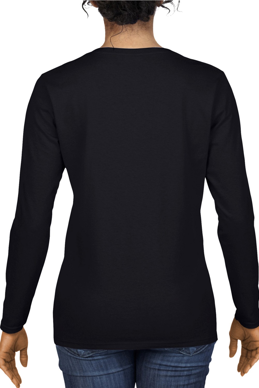 Rock&Roll Düz Baskısız Basic Bisiklet Yaka Siyah Uzun Kollu Penye Kadın T-Shirt görsel 2
